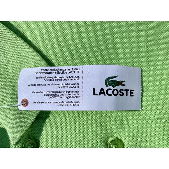 Lacoste Short Sleeve Polo Shirt Men's Alligator Logo Green Sz. 8 - New - Picture 3 of 6